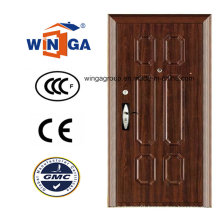 Europ Popular Brown Color Security Steel Metal Door (W-S-123)